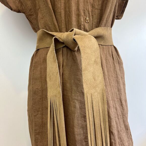 Vintage Anne-X Women’s Small Tan Leather Western Fringe Belt 29” Length BOHO - Picture 3 of 11